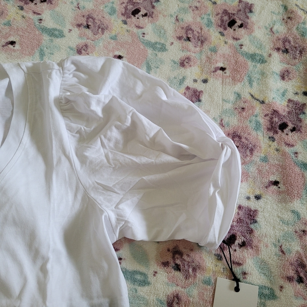 7 For All Mankind White Twist➰ Sleeve Top - Picture 6 of 14